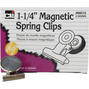 Magnetic Spring Clips, 1-1/4", Box of 24