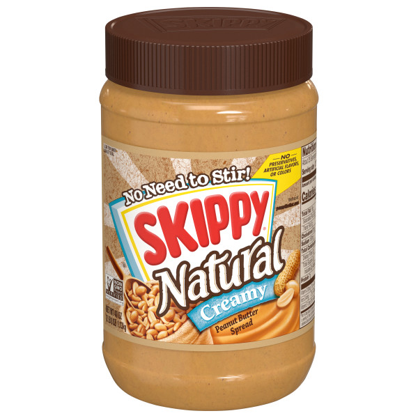 SKIPPY(r) Natural Creamy Peanut Butter Spread, 8/40 oz . C1C1 - Front Center In Package (Hi Res)