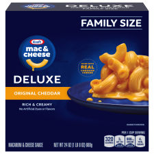 Kraft Deluxe Original Cheddar Mac & Cheese Macaroni and Cheese Dinner Family Size, 24 oz Box