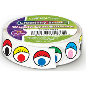 Wiggle Eyes Sticker Roll, Multi-Color, 0.5", 1000 Pieces