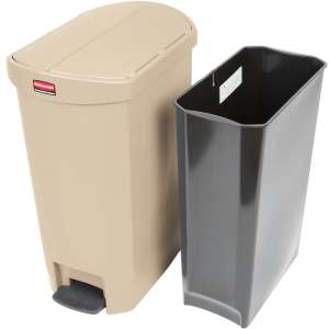 Rubbermaid Commercial, Streamline, Step-On, 13 gal, Resin, Beige, Rectangle, Receptacle