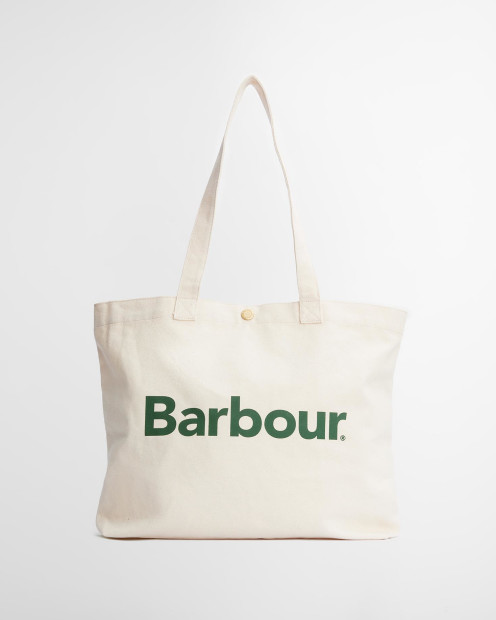 Logo Tote Bag Ecru/Barbour Green