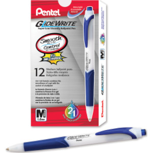 GlideWrite Ballpoint Pen with TechniFlo Ink, (1.0mm) Medium Line, Blue, 1 Dozen