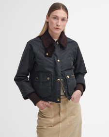 Cropped Beadnell Waxed Jacket Sage-Ancient