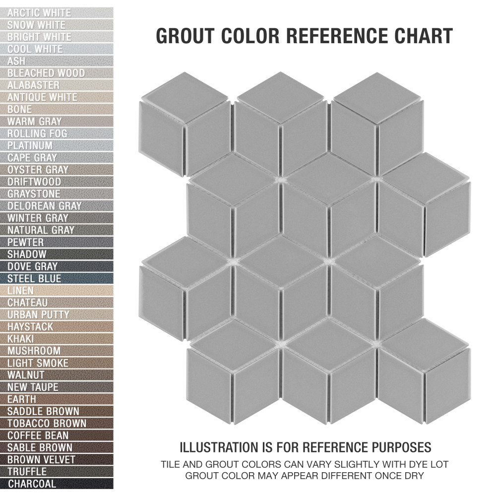 Metro Rhombus Glossy Light Grey 10-1/2 in. x 12-1/8 in. Porcelain Mosaic Tile