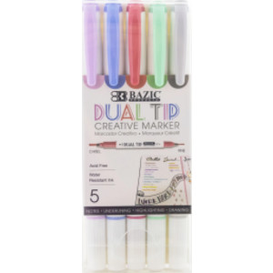 Marcadores creativos de doble punta, 5 colores