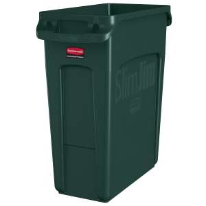 Rubbermaid Commercial, Vented Slim Jim®, 16 gal, Resin, Green, Rectangle, Receptacle