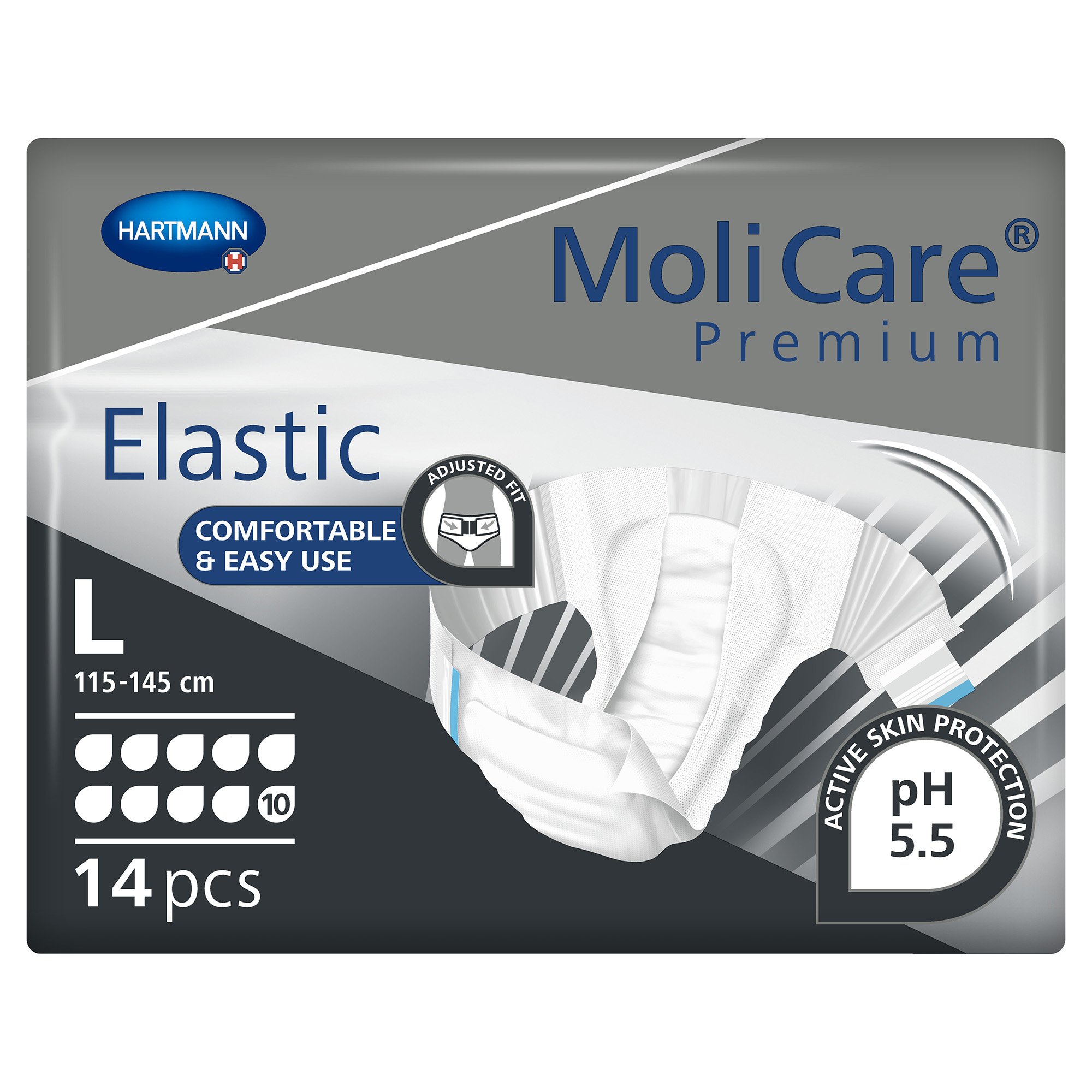 MoliCare Premium Elastic 10 Drop Absorbency Incontinence Briefs, Large MK 1153087