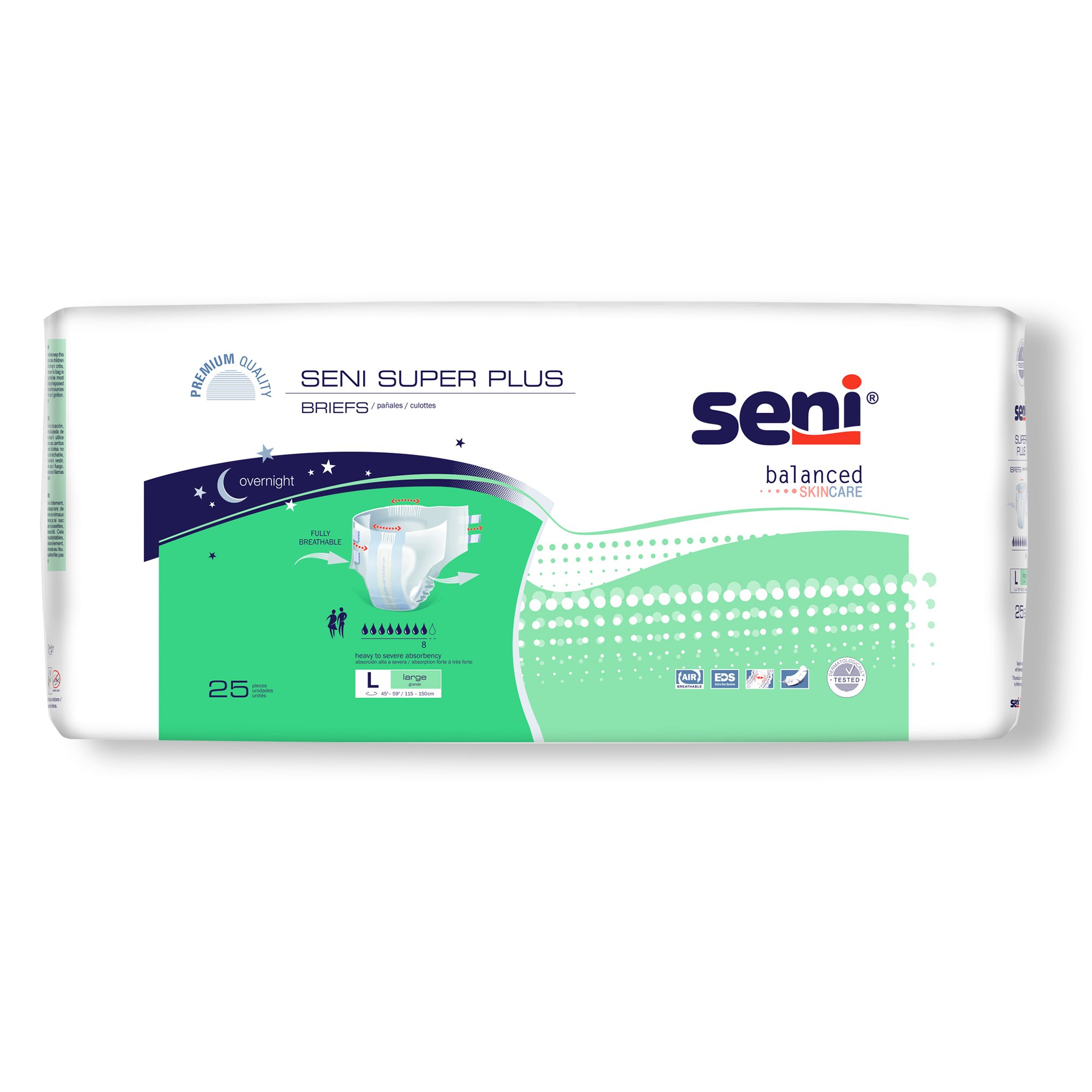 Seni Super Plus Overnight Heavy to Severe Absorbency Incontinence Brief, Large MK 1163871