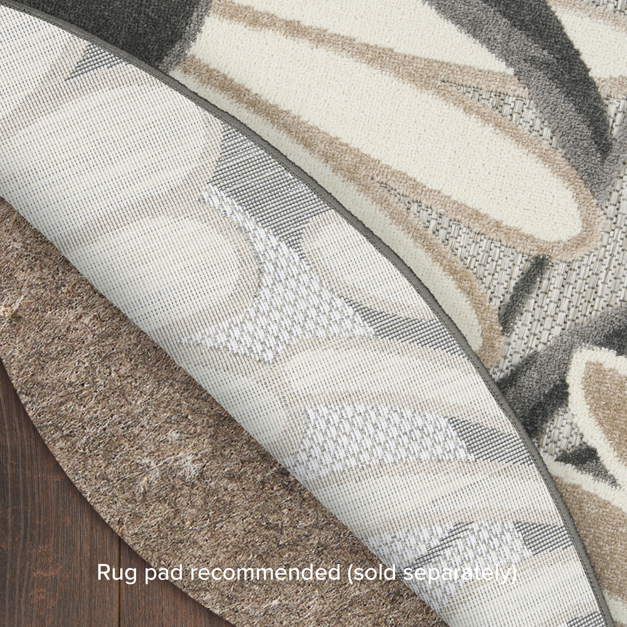 Nourison Aloha 7'10" x Round Beige Contemporary Rug