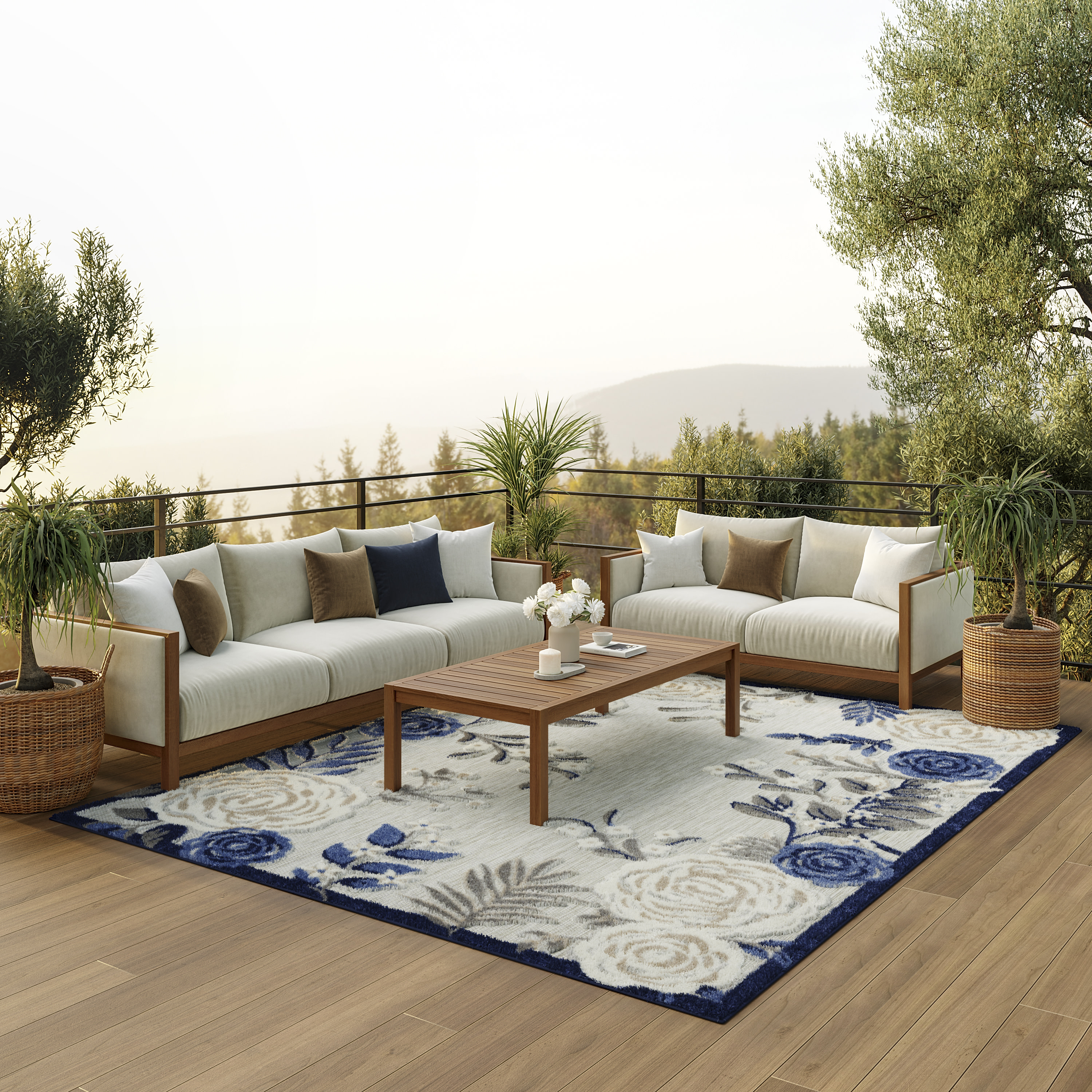 Nourison Aloha 7'10" x 10'6" Blue Grey Contemporary Rug