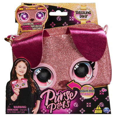 Purse Pets, Keepin’ It Clutch Dazzling Diva Puppy Pet Toy and Wristlet Purse with Light up Rainbow Eyes, Kids Toys for Girls Ages 4 and up