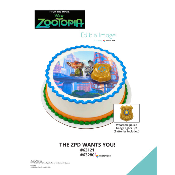 Disney's Zootopia The ZPD wants you! The Magic of Cakes® PhotoCake® Enhanced Round Background Page