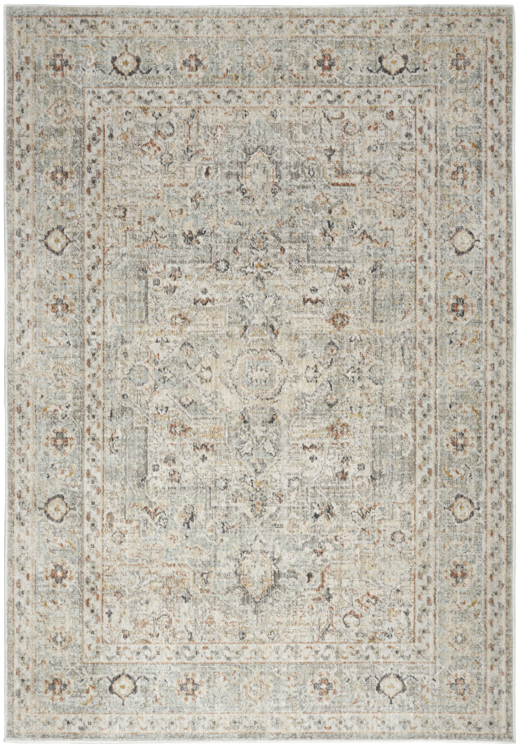 Nourison Oushak Home 4'1" x 5'11" Light Grey Vintage Indoor Rug