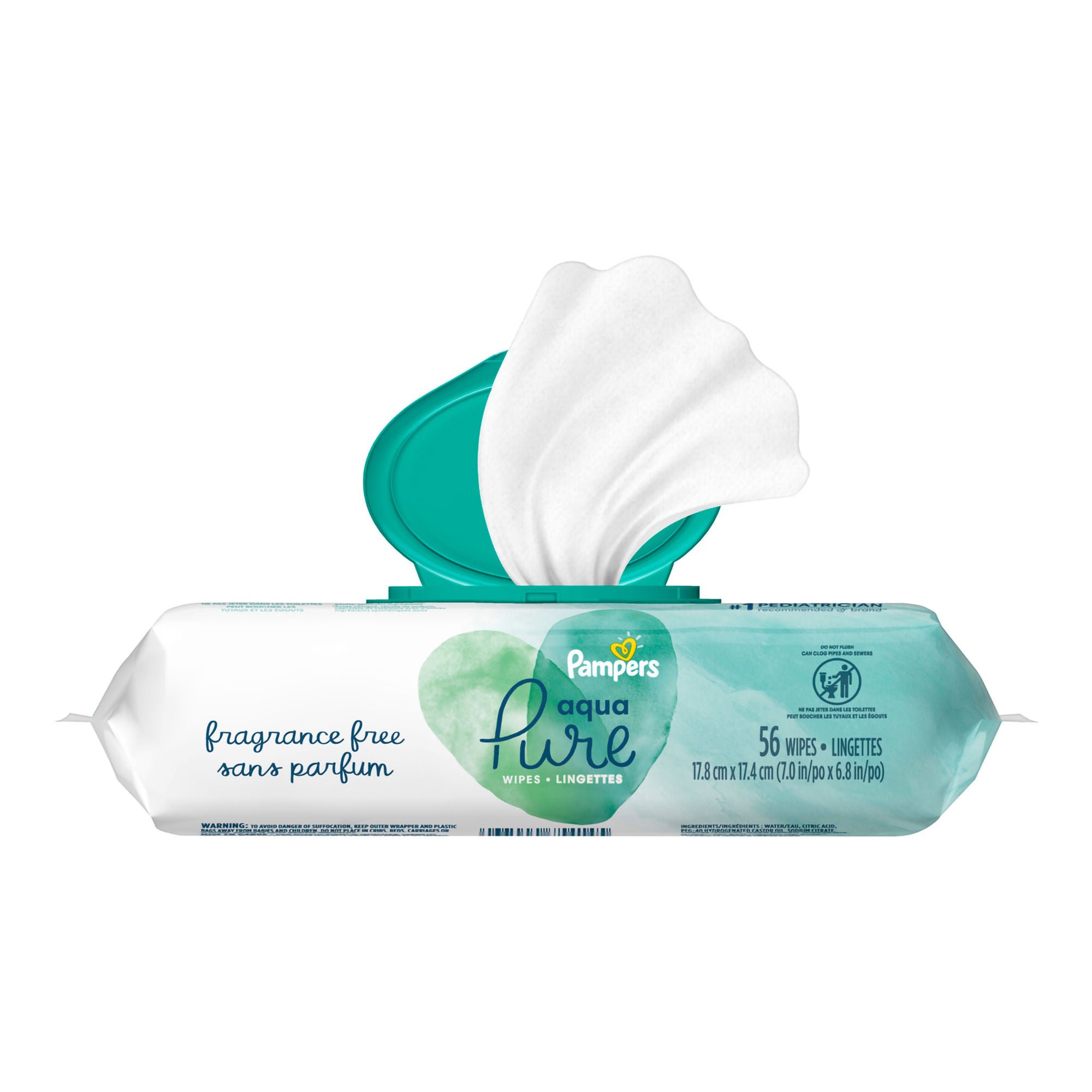 Procter & Gamble WIPE, PAMPERS AQUA PURE 56X2 (112/PK 4PK/CS)
