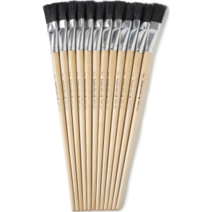 Long Handle Easel Brush, Size 18, Natural Bristle, Flat, Pack of 12