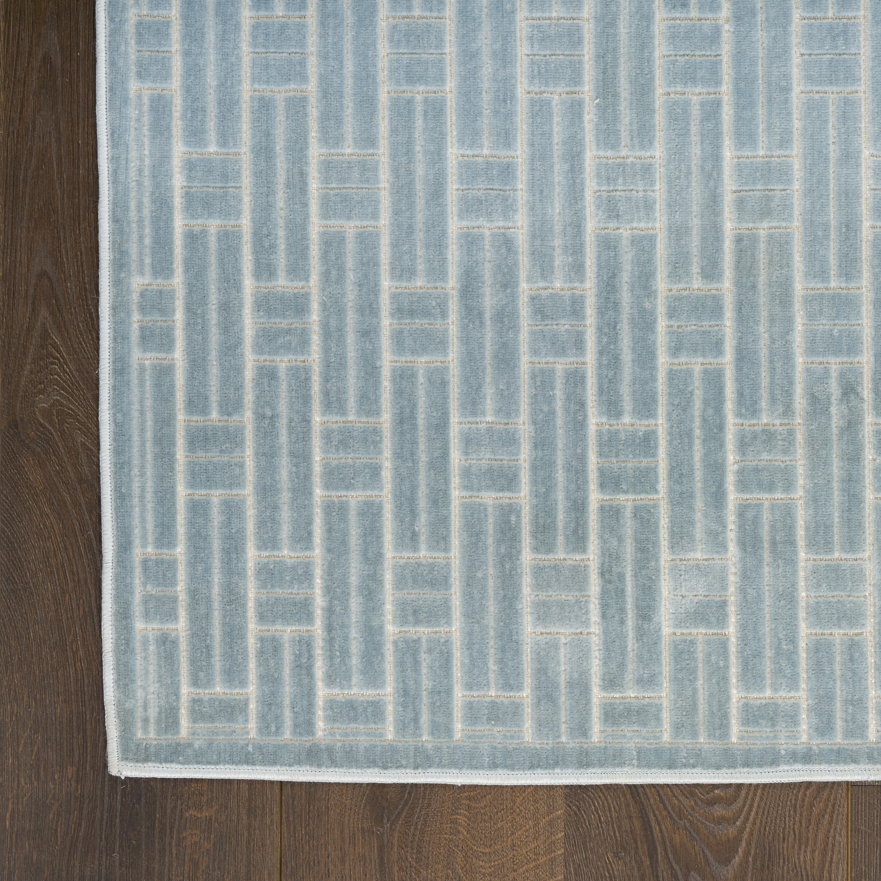 Nourison Washable Charm 6' x 9' Blue Ivory Modern Indoor Rug