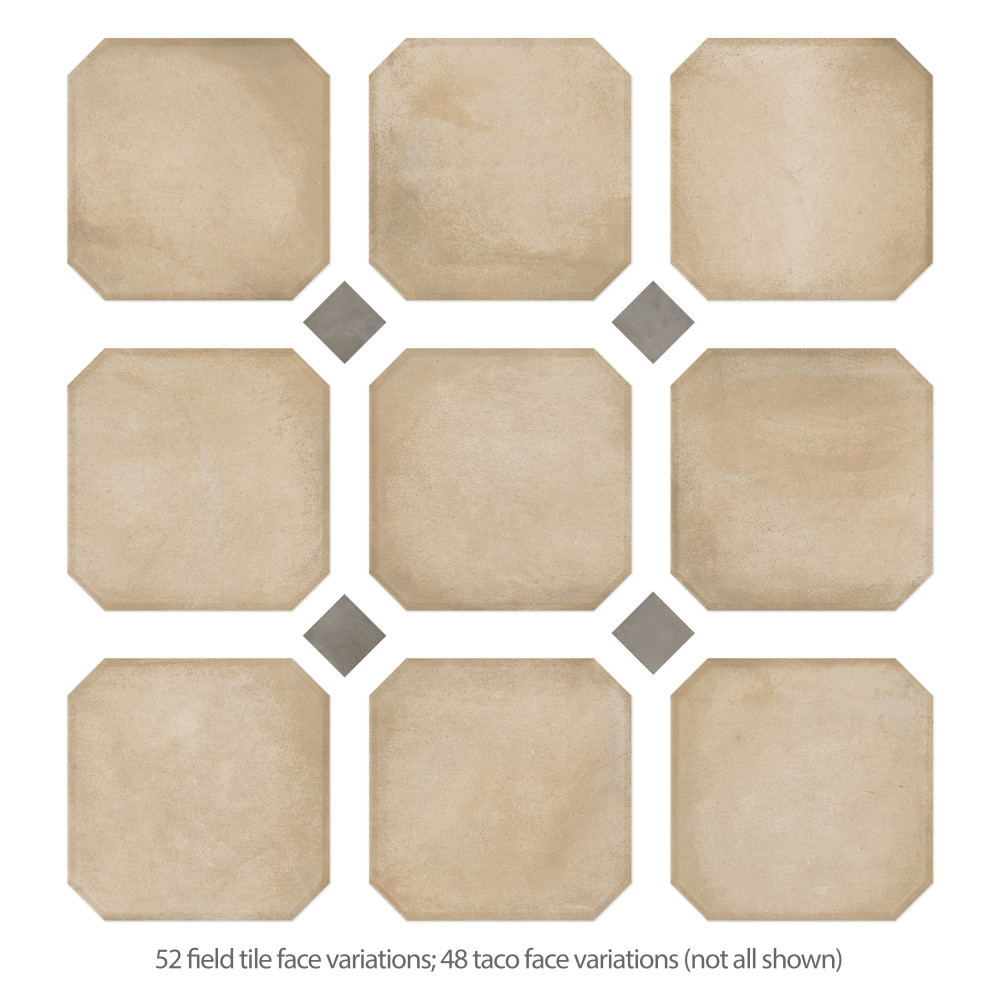 Laverton Octagon Beige with Taco Grafito 7-7/8 in. x 7-7/8 in. Porcelain Floor and Wall Tile