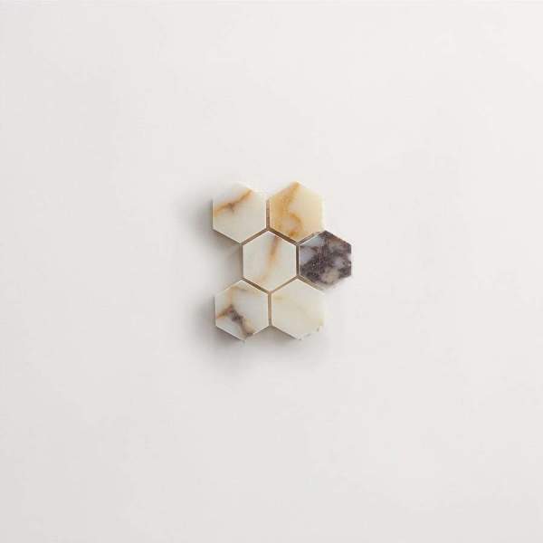 clé lapidary: legacy | hex mosaic sheet | honed | calacatta viola | sample 