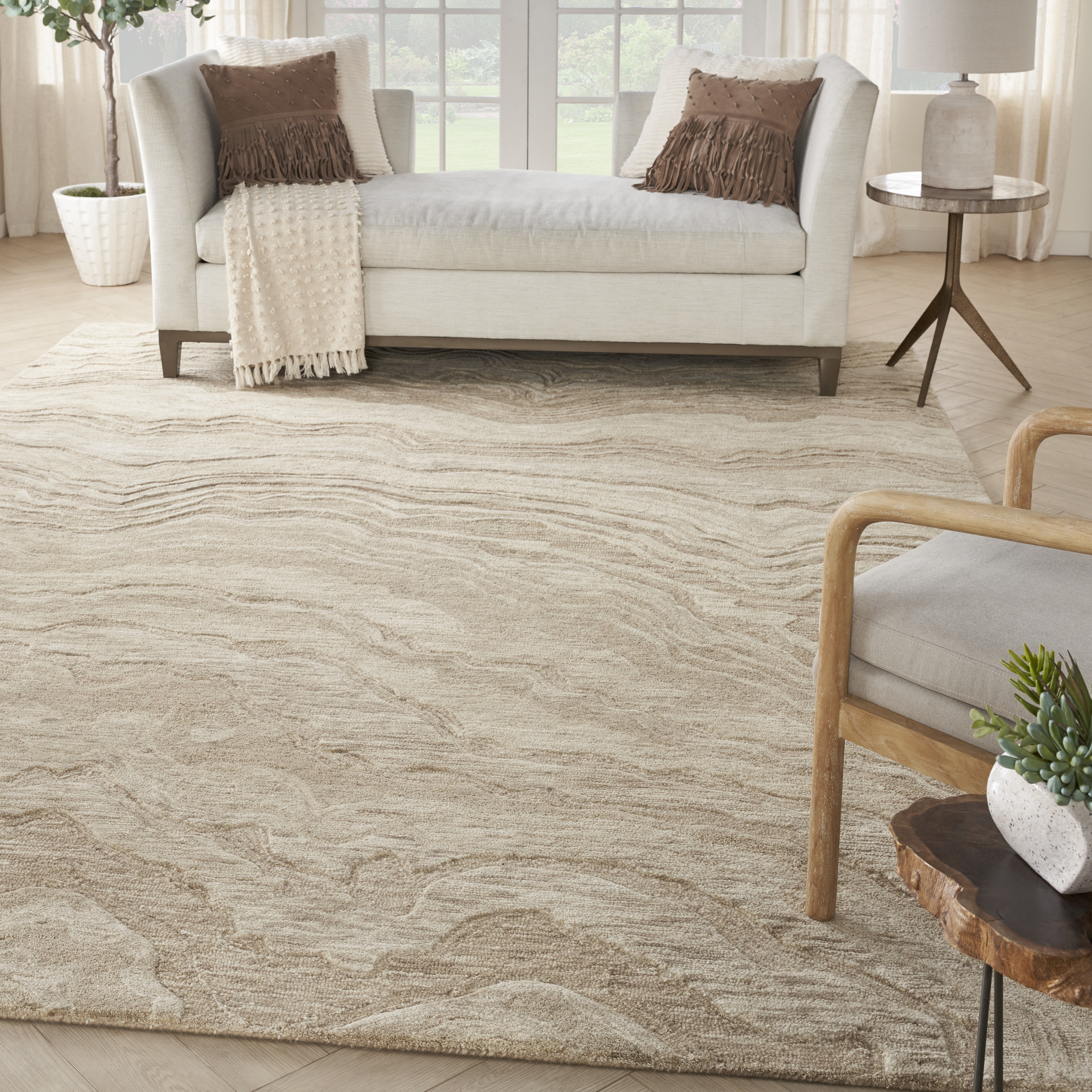 Nourison Graceful 7'9" x 9'9" Taupe Modern Indoor Rug