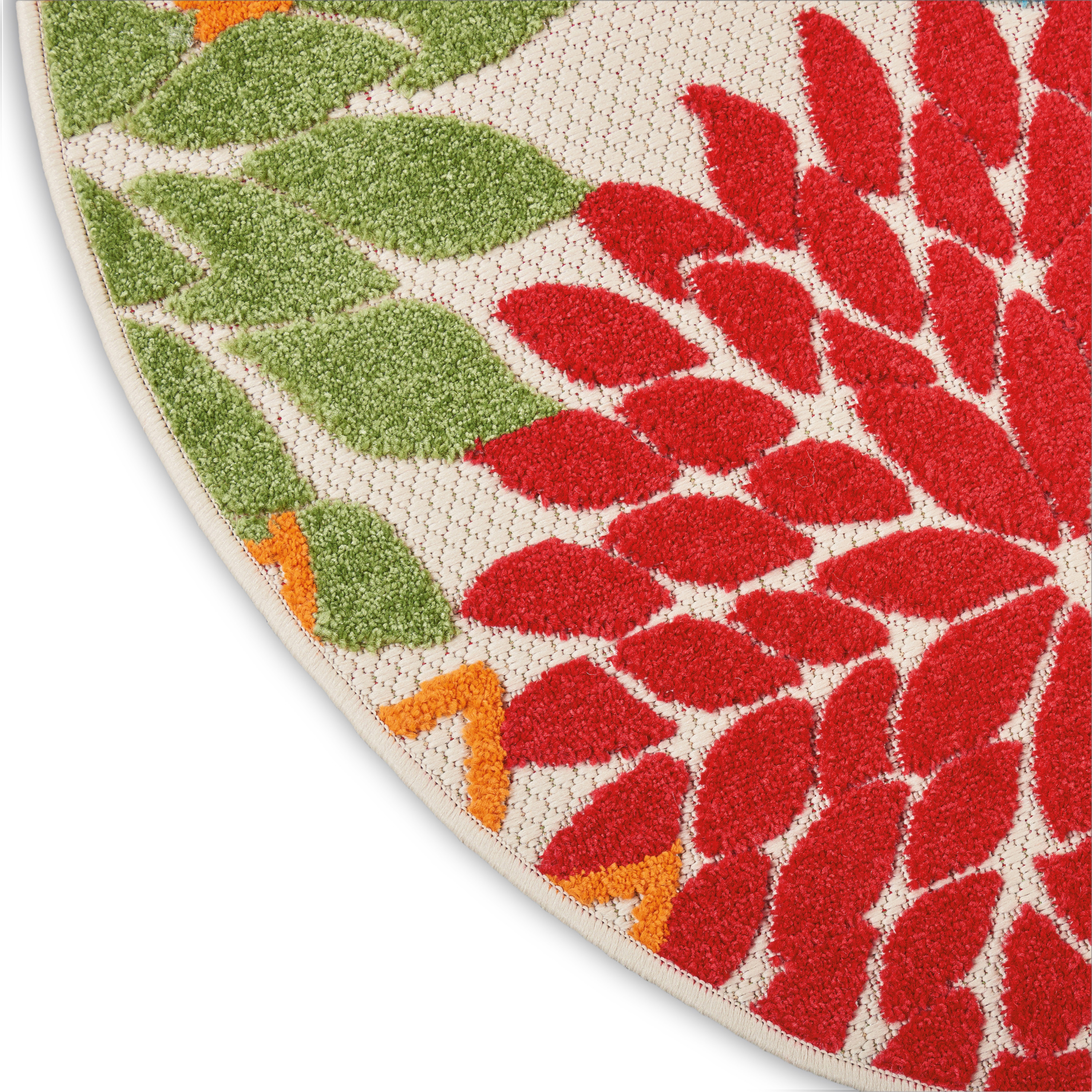 Nourison Aloha 5'3" x Round Green Tropical Rug