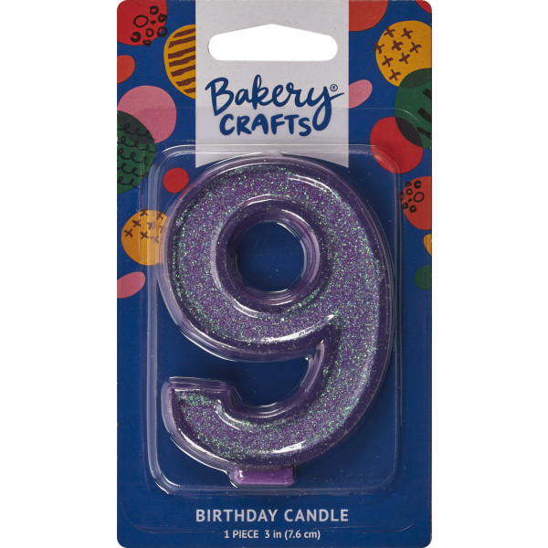 9 Glitter Numeral Candles