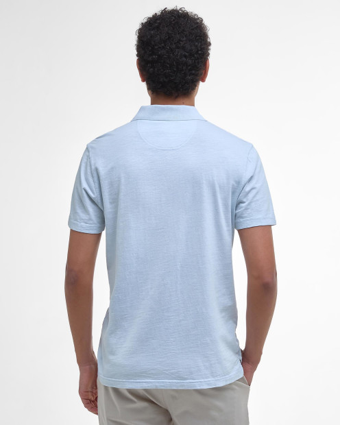 Pigment Dye Slub Polo Shirt Bleached Blue