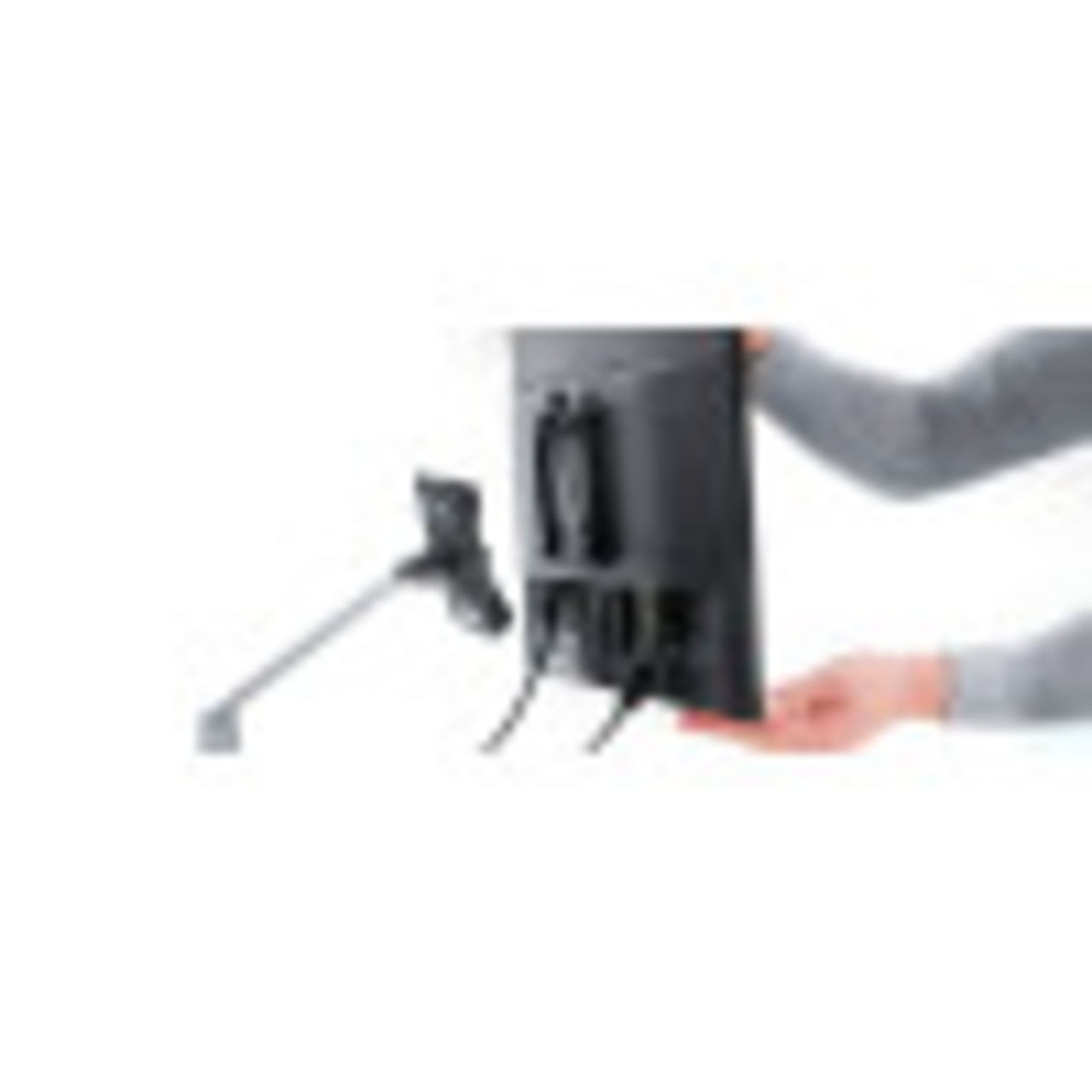 Monitors click into place and release quickly for hassle-free installation.