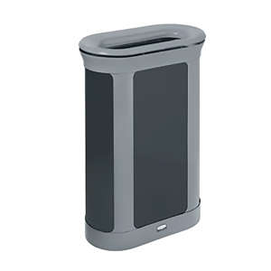 Rubbermaid Commercial, Enhance™, 13gal, Metal, Gray/Black, Rectangle, Receptacle