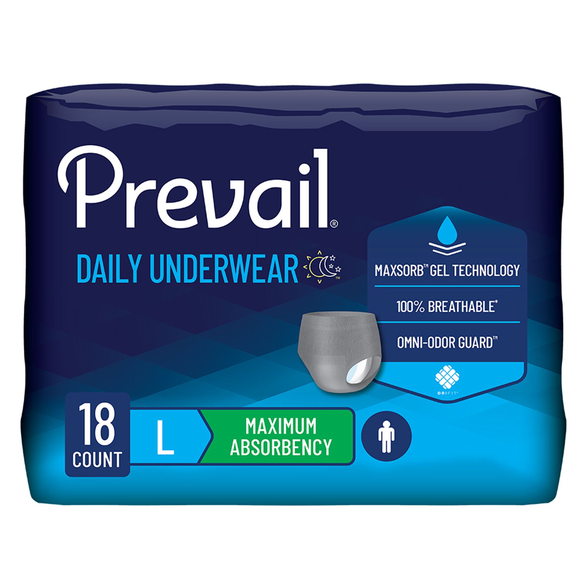 Prevail® Men's Daily Underwear Maximum Absorbent Underwear, Large / Extra Large