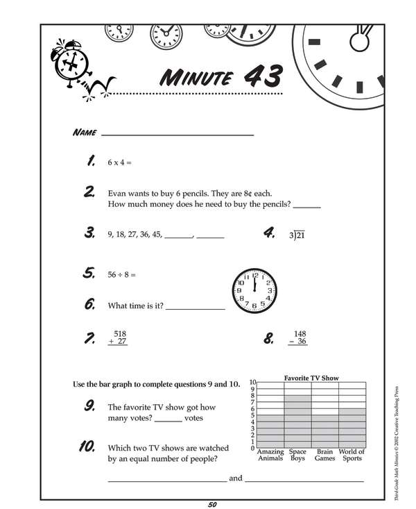 Math Minutes, Grade 3