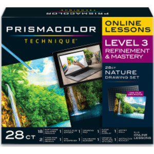 Technique, Art Supplies and Digital Art Lessons, Nature Drawing Set, Level 3, Waterfall Landscape Drawing, 28 Count