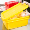 7-inch deep Traex® Color-Mate yellow food storage drain box set with recessed lid