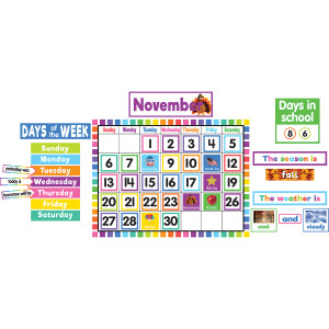 Conjunto de tablón de anuncios de calendario colorido