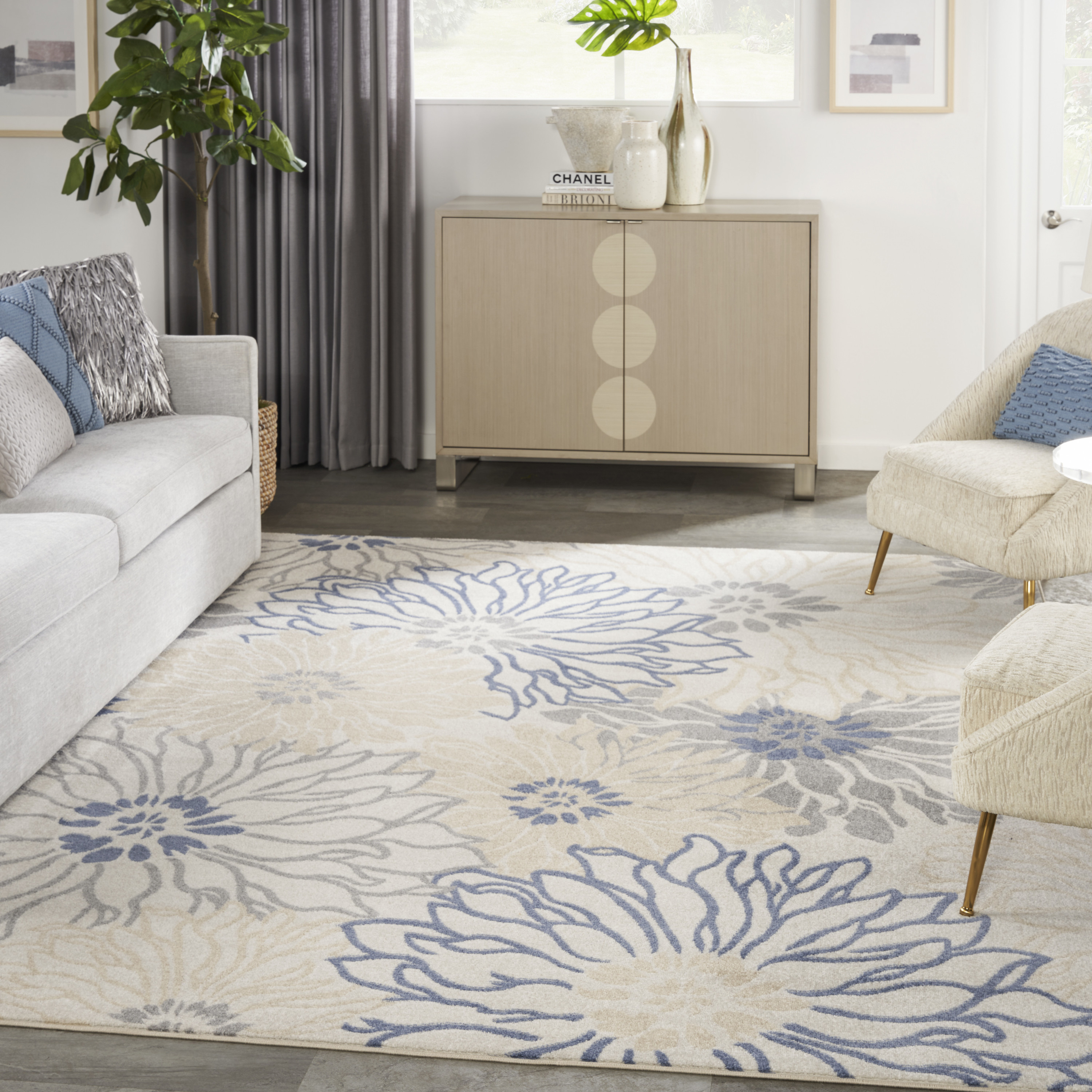 Nourison Passion 8' x 10' Ivory Grey Blue Contemporary Indoor Rug