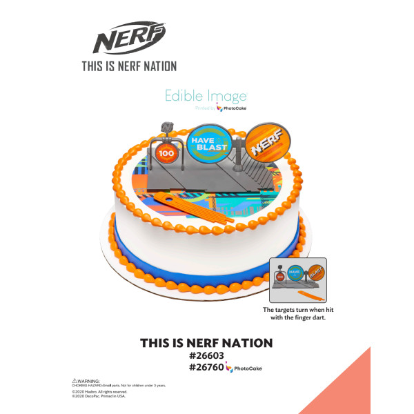 NERF™ This is NERF Nation The Magic of Cakes® PhotoCake® Enhanced Round Background Page