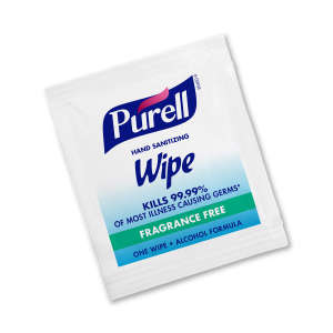 GOJO, PURELL® Individually -Wrapped Alcohol Formula Hand Sanitizer Wipes,  1000 Wipes/Container