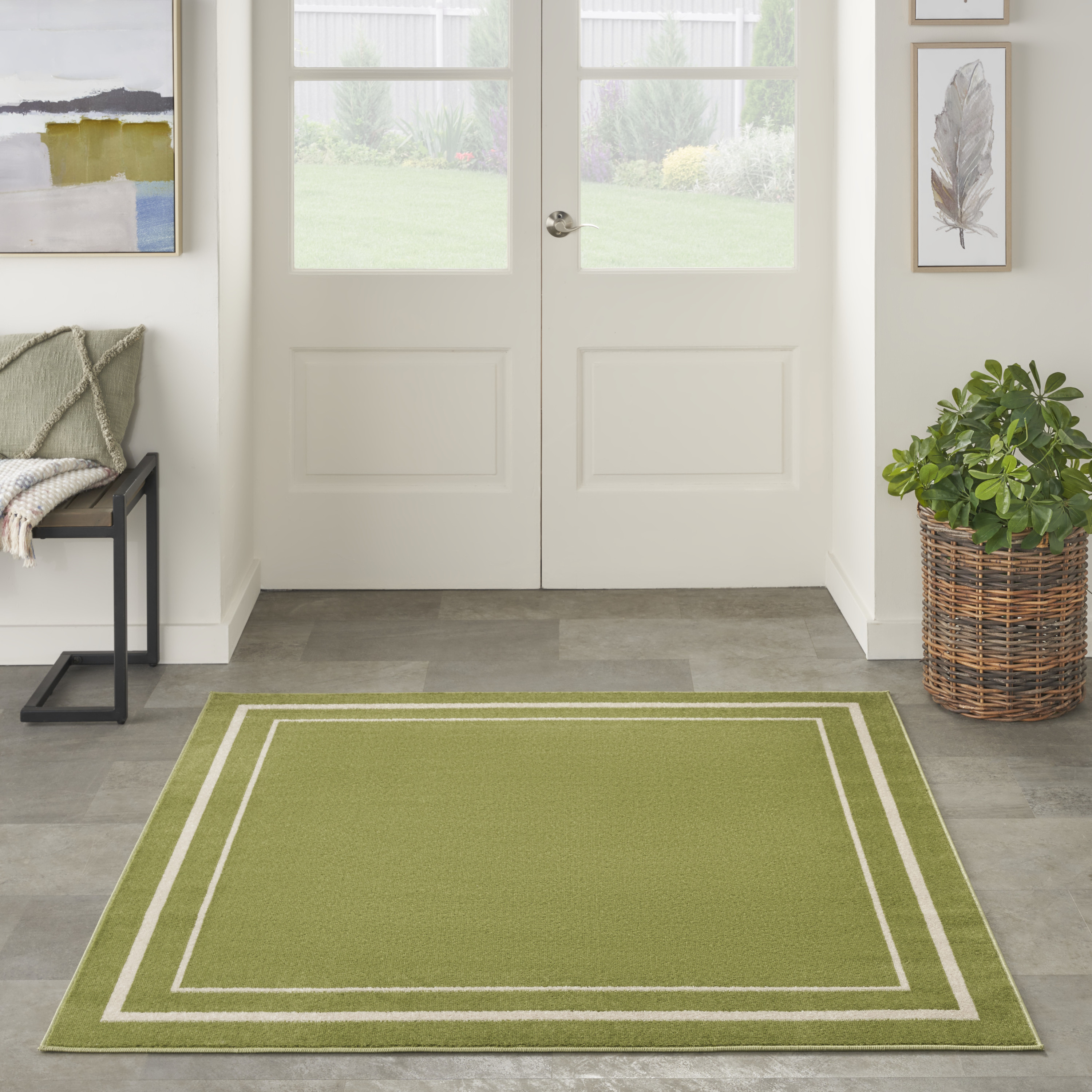 Nourison Nourison Essentials 5' x Square Green Ivory Contemporary Rug