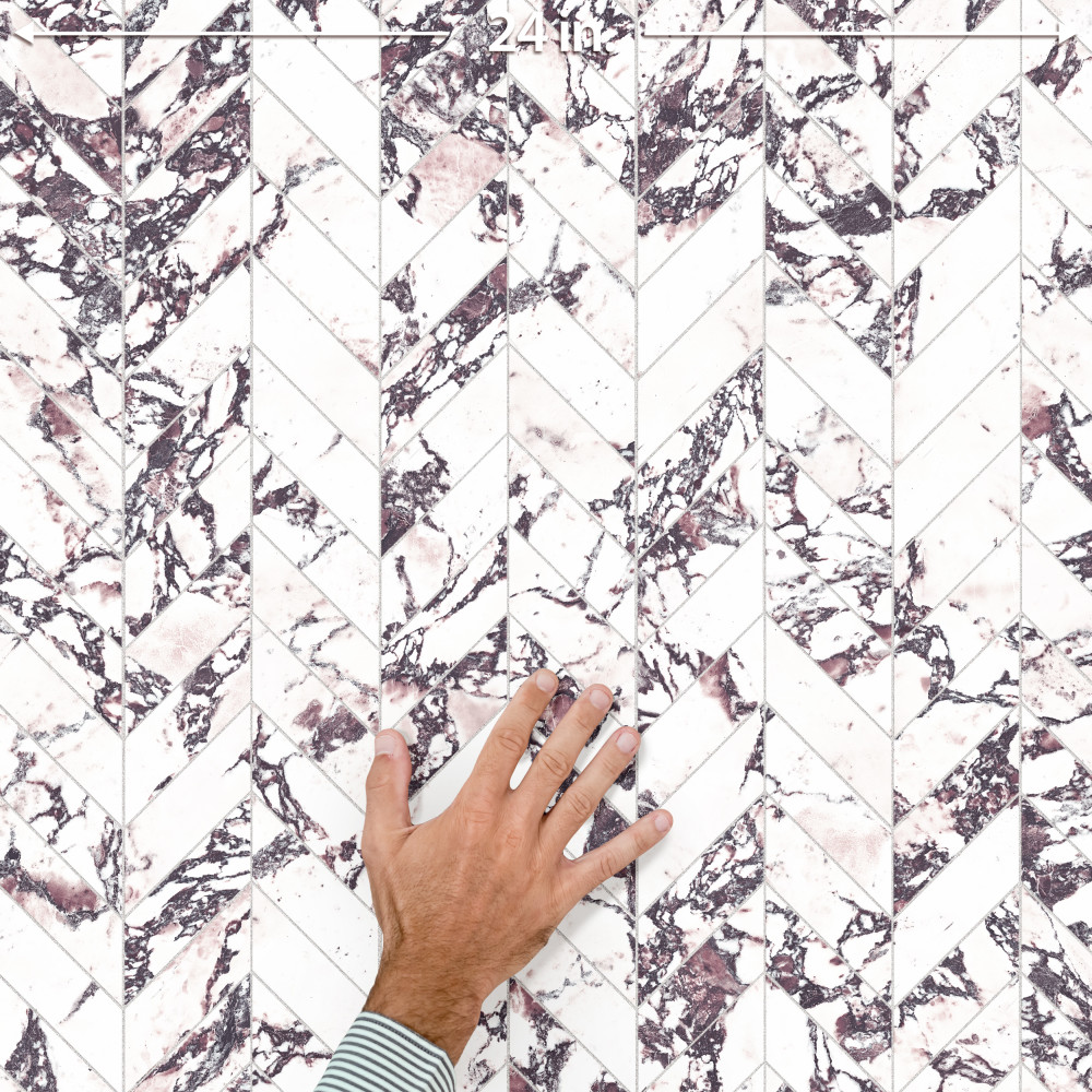 Touche Chevron Rubis 11-3/4 in. x 12-1/4 in. Porcelain Mosaic Tile