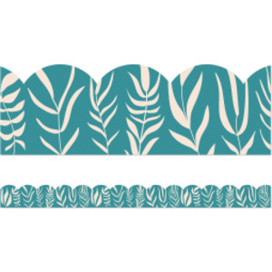 True to You Teal with Leaves Scalloped Bulletin Board Borders, 39 Feet