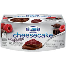 Philadelphia Dark Chocolate Raspberry Cheesecake Snacks, 2 ct Pack, 3.25 oz Cups