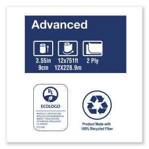 Tork, T2 Advanced, 2 ply, 3.48in Bath Tissue