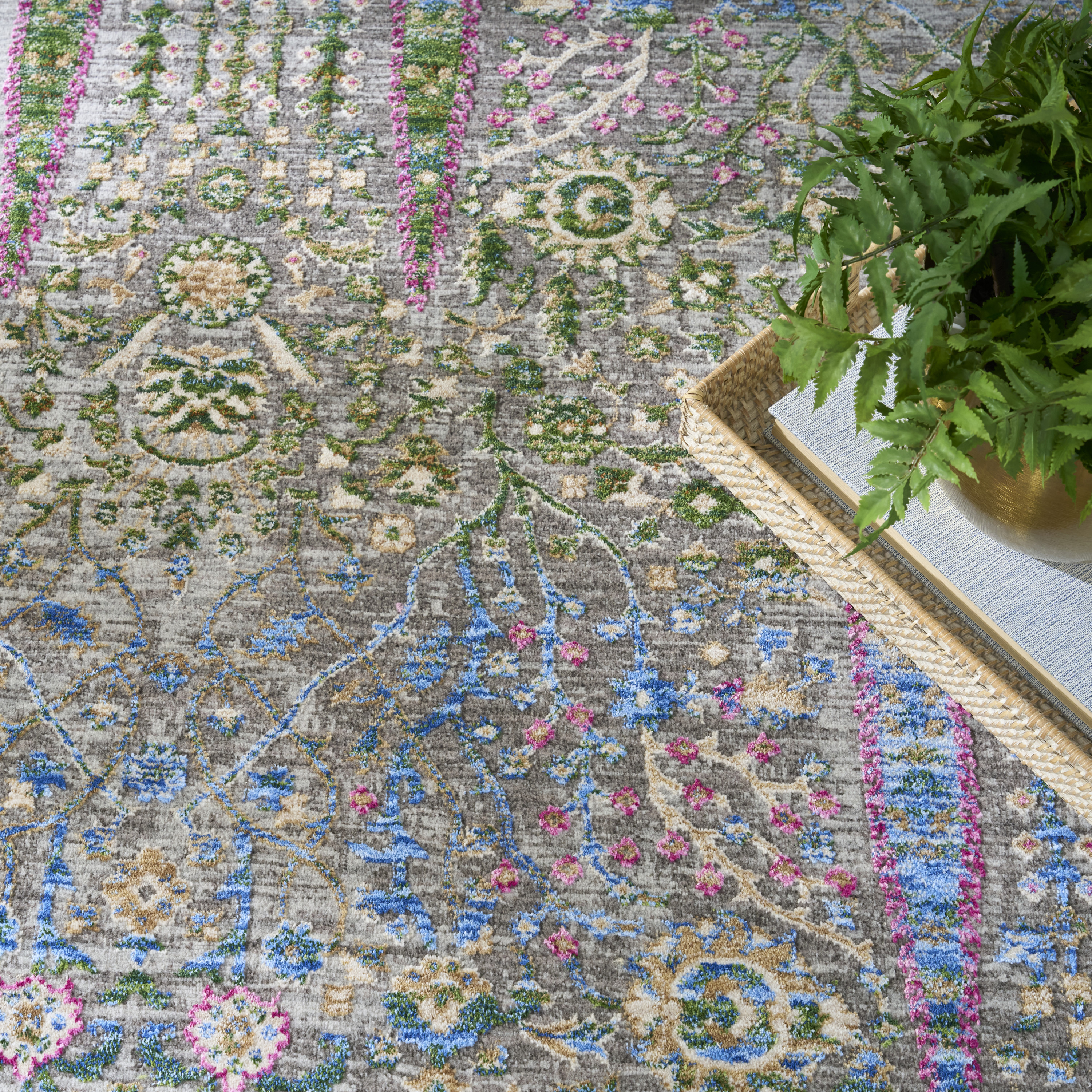 Nourison Vintage Harmony 5'3" x 7'6" Blue Multicolor Bohemian Indoor Rug