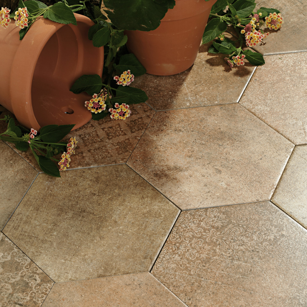 Abadia Hex Natural 8-5/8 in. x 9-7/8 in. Porcelain Floor and Wall Tile ...