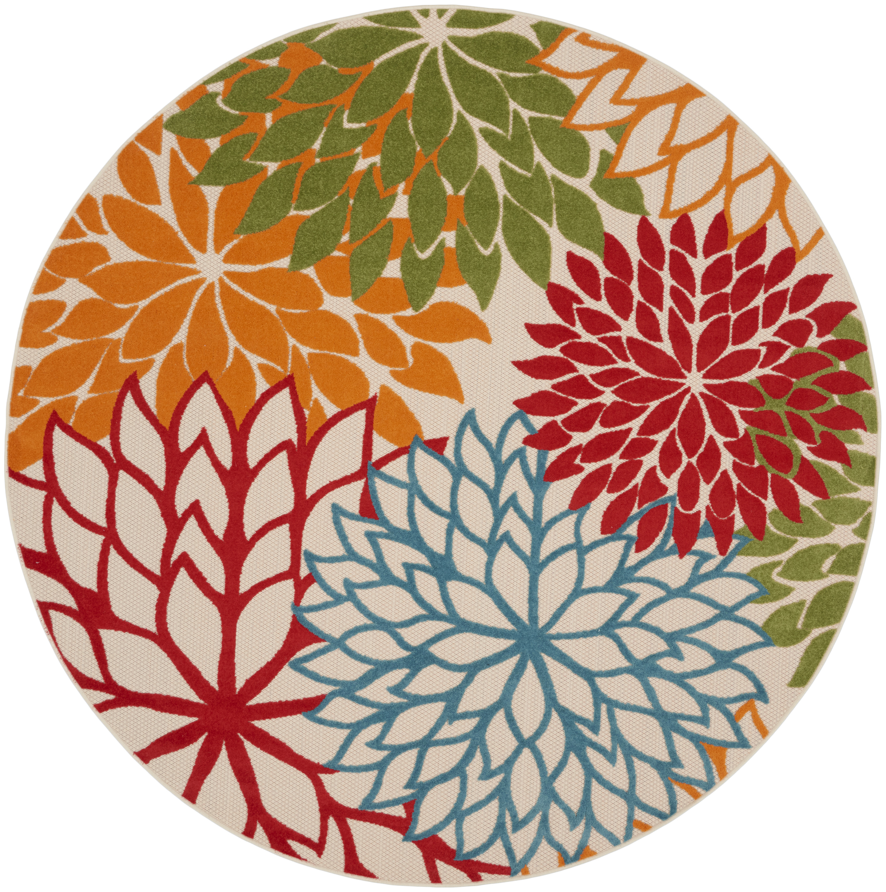 Nourison Aloha 7'10" x Round Green Tropical Rug