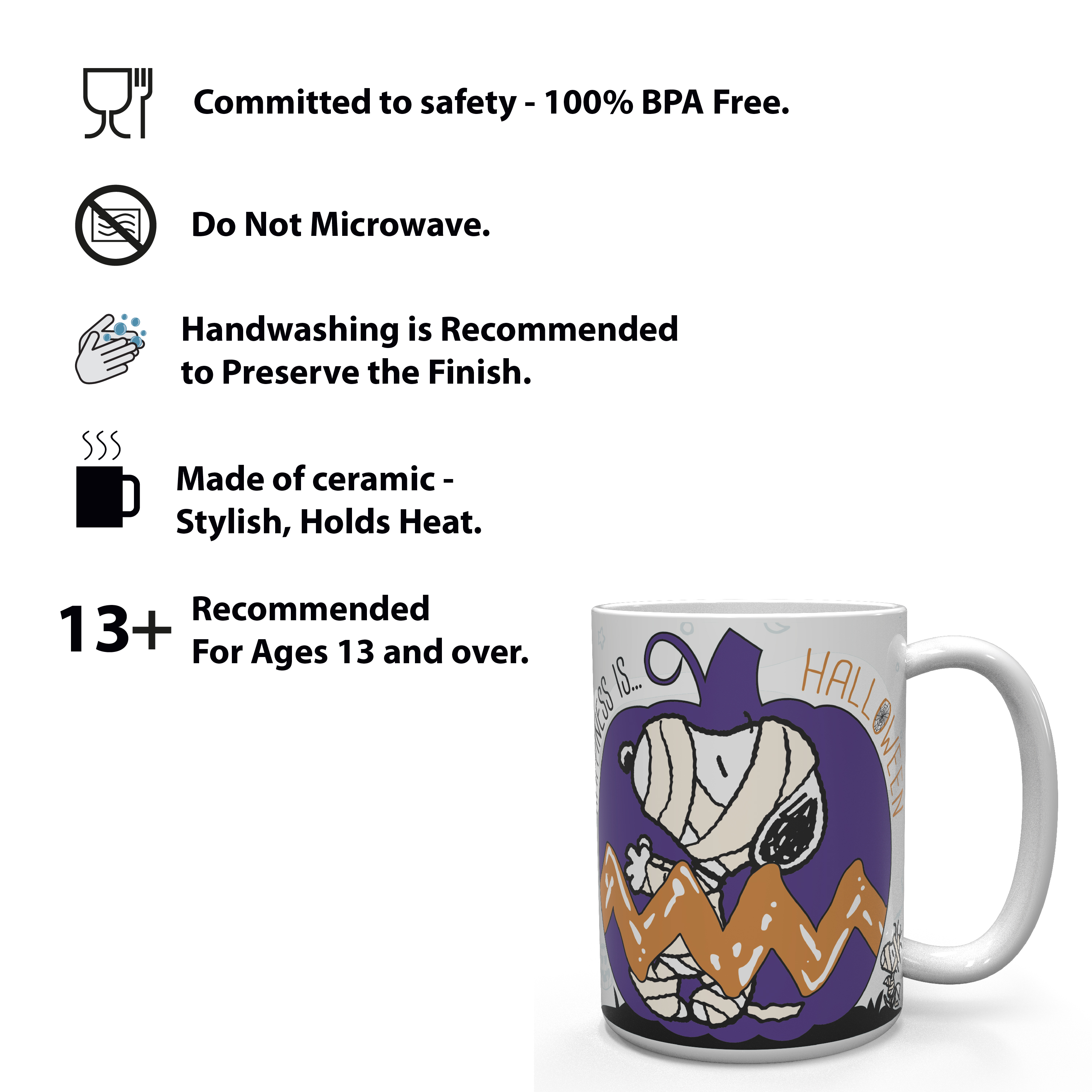 Peanuts 15 ounce Coffee Mug and Spoon, The Great Pumpkin slideshow image 10 Peanuts 15 ounce Coffee Mug and Spoon, The Great Pumpkin slideshow image 10