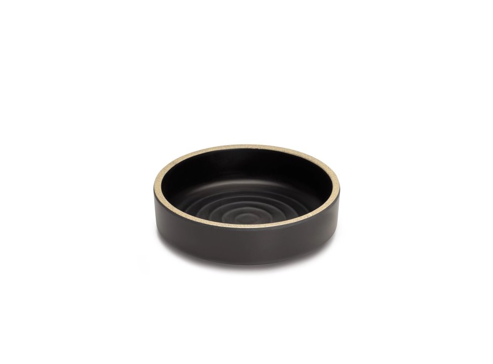 Terracotta Collection tapas plate 13 cm melamine in black with tan rim