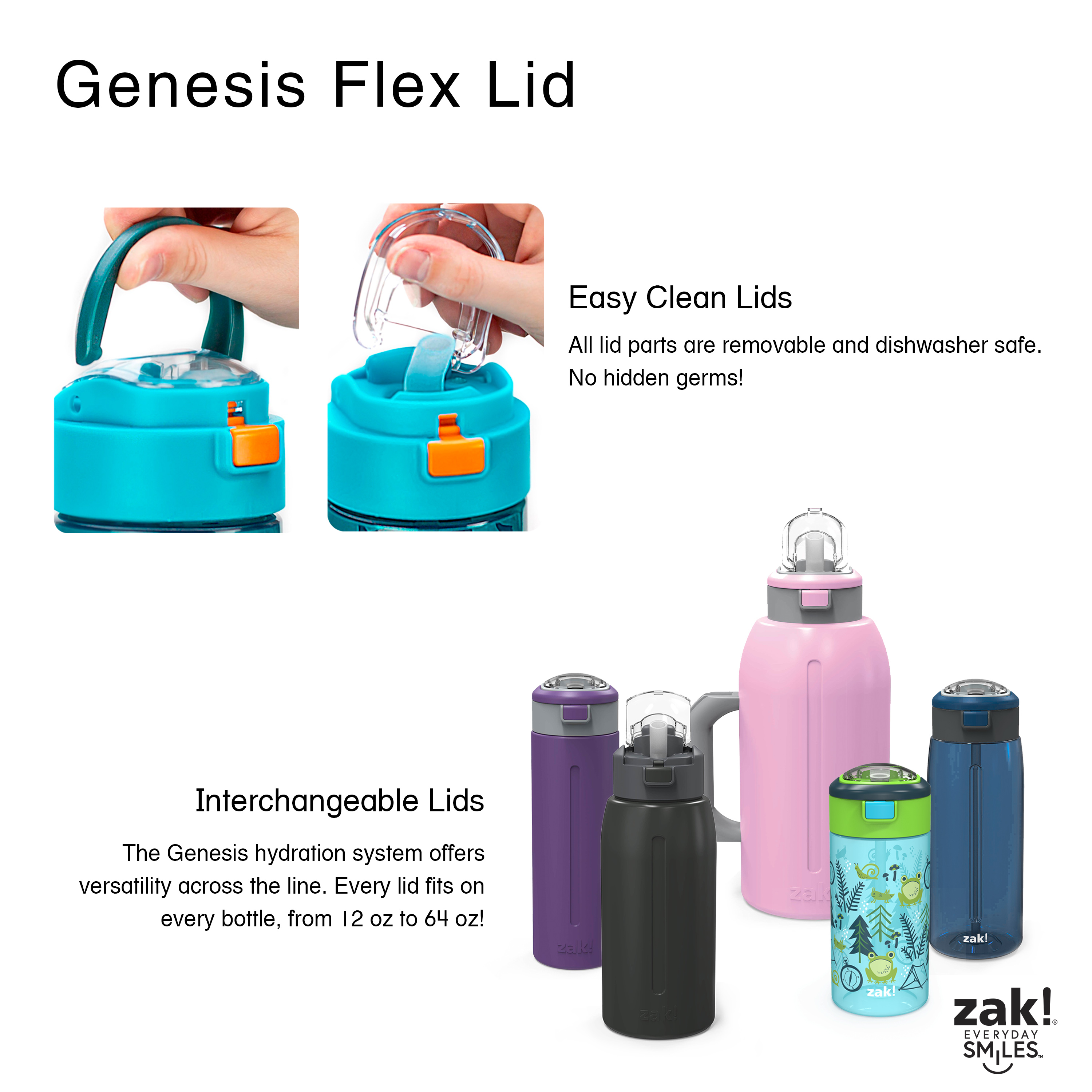 Flex 18 ounce Reusable Plastic Water Bottle with Push-button lid, Camping, 2-piece set slideshow image 11