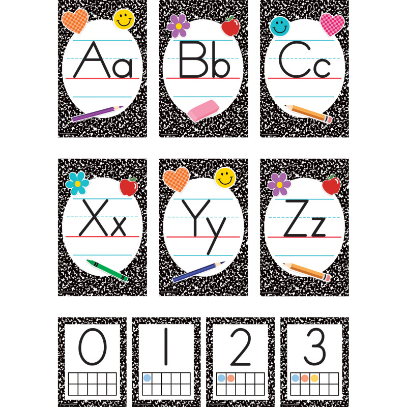 Cool for School Composition Alphabet Bulletin Board Set, 37 Pieces