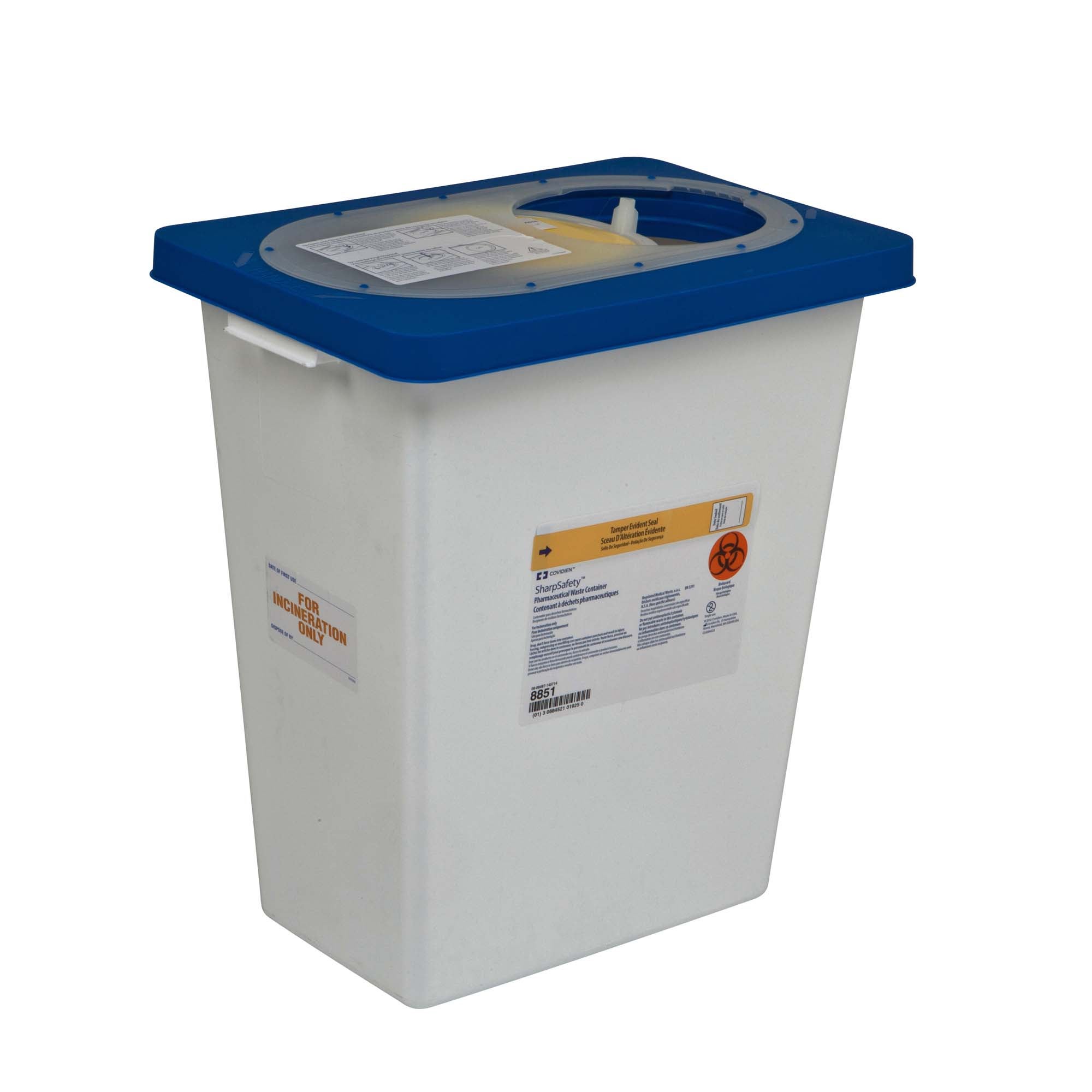 Cardinal CONTAINER, SHARPS PHARMA WHT/BLU 8GL SAFETY (10/CS)